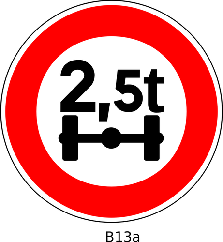Vektor-Bild keinen Zugang fÃ¼r Fahrzeuge, deren Achslast 2,5 Tonnen-Verkehrszeichen Ã¼berschreitet