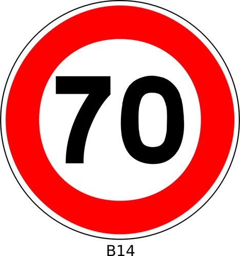Imaginea vectorialÄƒ 70 viteza limitarea traficului semn