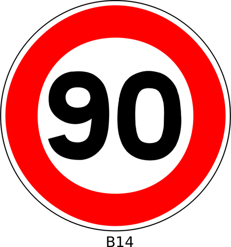 Vektor-Illustration von 90 Geschwindigkeit BeschrÃ¤nkung Verkehrszeichen