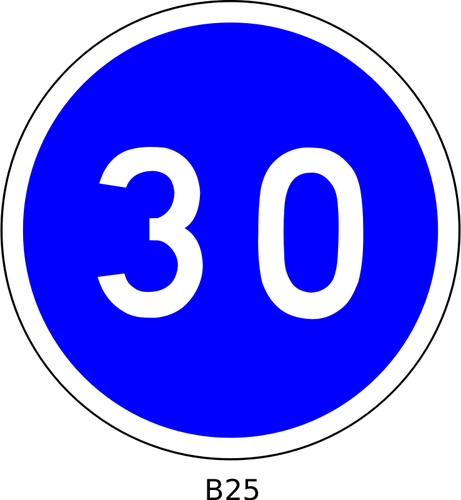 Clipart vectorial de limitaciÃ³n de velocidad de 30mph azul redondo roadsign francÃ©s