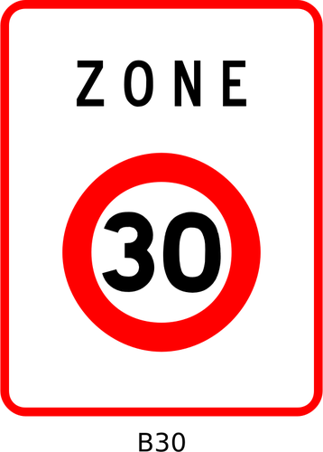 Illustration vectorielle de zone de limitation de vitesse de 30 mi/h carrÃ© FranÃ§ais roadsign