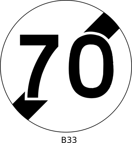 Ilustracja wektorowa limitu prÄ™dkoÅ›ci 70 km/h koÅ„czy znak drogowy