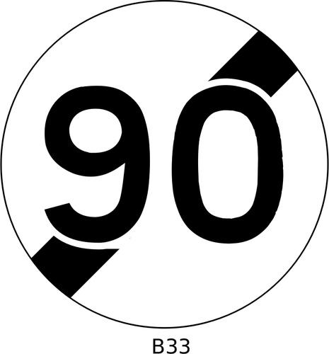 Wektor rysunek z ograniczenia prÄ™dkoÅ›ci 90 km/h koÅ„czy znak drogowy