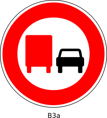 Nie wyprzedzania dla pojazdÃ³w o masie brutto pojazdu ponad 3,5 tony znak drogowy grafiki wektorowej