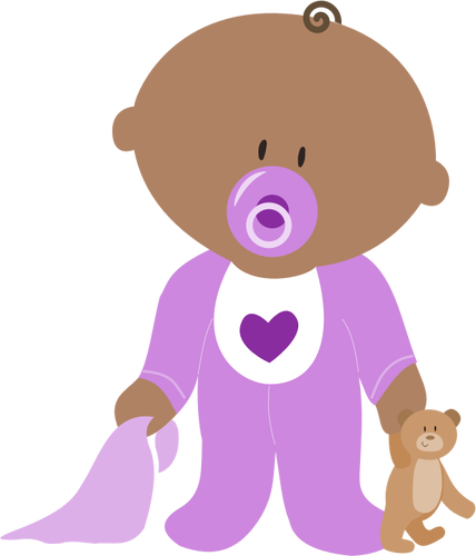 Bild von Baby in lila Kleidung