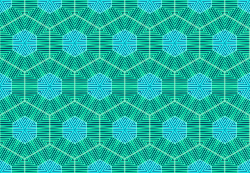 Hexagones verts et bleus