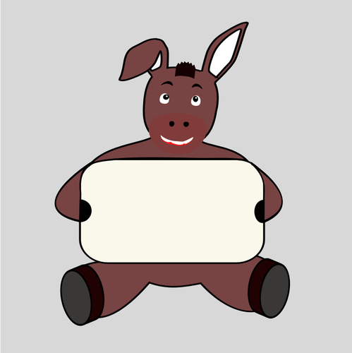 Donkey hÃ¥ller rektangulÃ¤r skylt vektor illustration