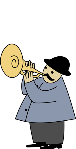 Hombre tocando ilustraciÃ³n vectorial cornet