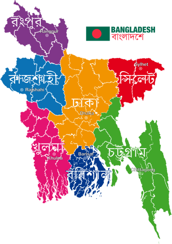 Politieke kaart van Bangladesh
