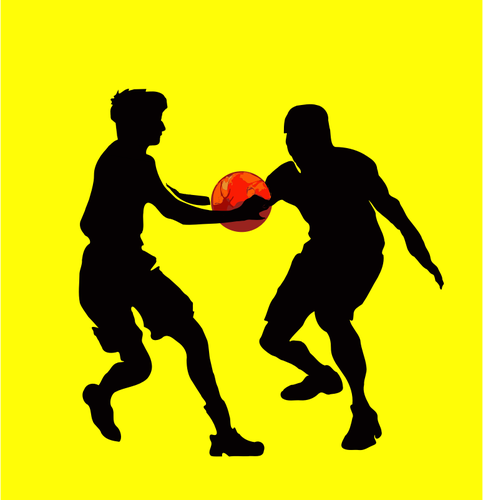 Gambar vektor siluet adegan permainan basket