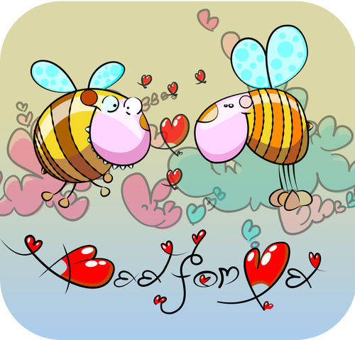 Cartoon-Bienen in der Liebe
