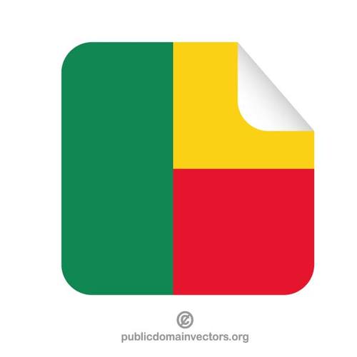 Autocolant dreptunghiularÄƒ cu drapelul Beninului