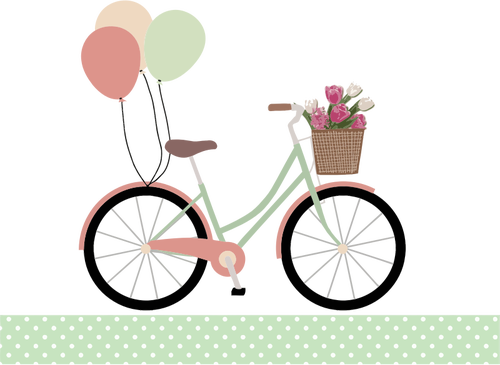 Bicycle with balloons color graphics