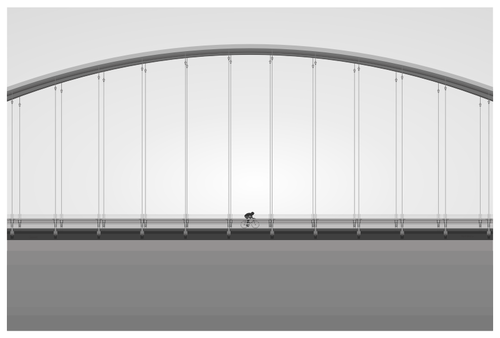 Ilustrasi biker di sebuah jembatan