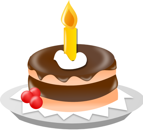 Torta di compleanno con ClipArt vettoriali di candela