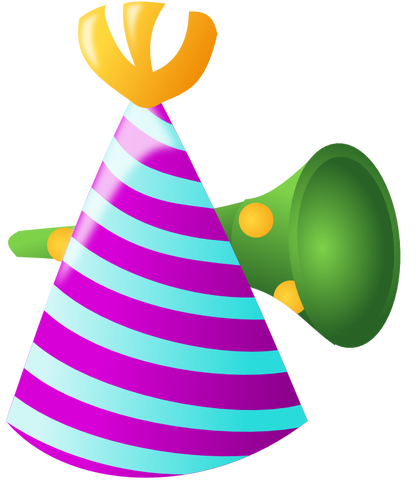 BarevnÃ½ narozeniny klobouku a trumpetu vektorovÃ½ obrÃ¡zek