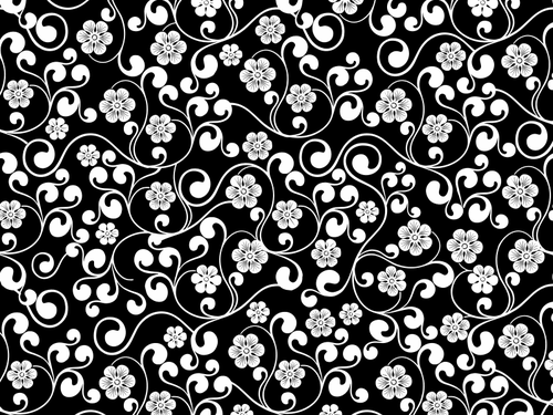 Pola bunga hitam dan putih