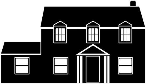 Vrijstaand huis silhouet vector tekening