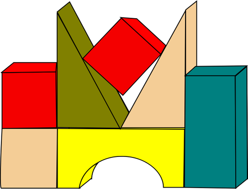 Gambar dari blok bangunan warna kayu vektor