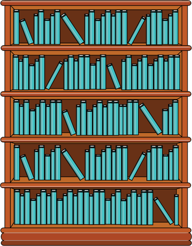 Boekenkast met blauw boeken