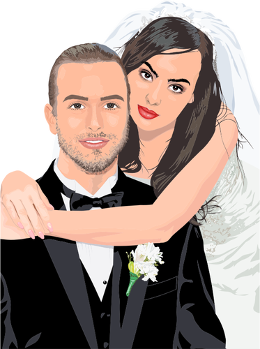 Bruden och brudgummen brÃ¶llop portrÃ¤tt