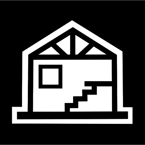 Vektor-ClipArt-Grafik des GebÃ¤udes mit Treppen-Symbol