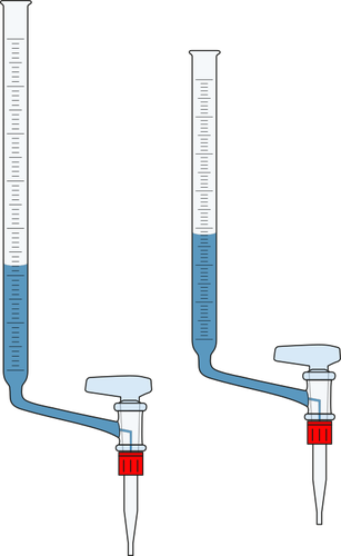 Illustrazione vettoriale del tubo di vetro graduato con rubinetto laterale inferiore