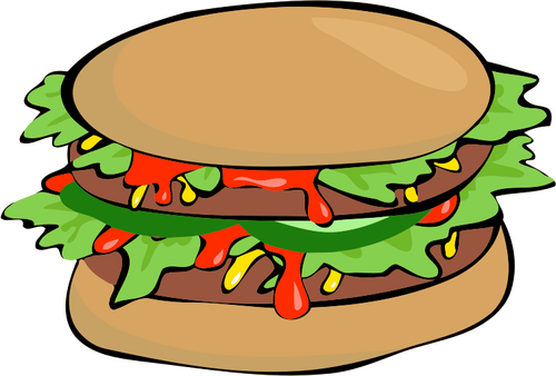 Burger avec salade et ketchup