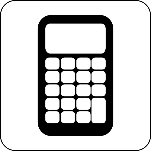 IlustraÃ§Ã£o em vetor de Ã­cone de calculadora preto e branco