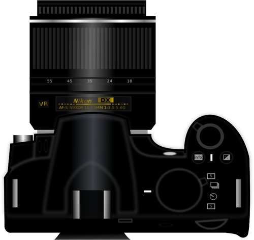 Dijital fotoÄŸraf makinesi Nikon D3100 Ã¼stten gÃ¶rÃ¼nÃ¼m vektÃ¶r kÃ¼Ã§Ã¼k resim
