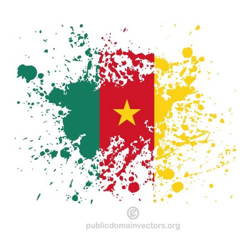 Vlag van Kameroen in inkt splatter vorm