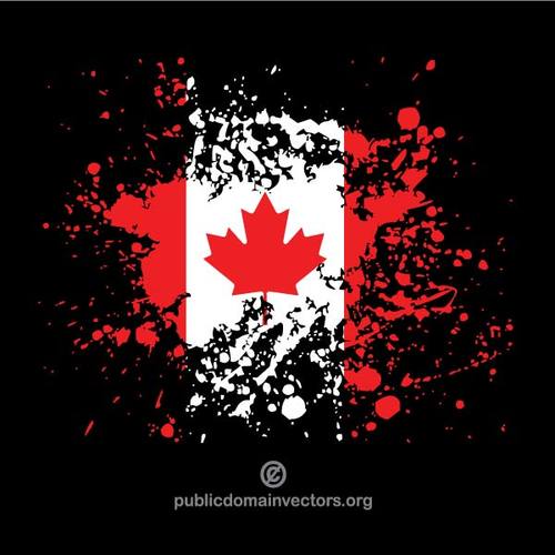 Bandera canadiense en salpicaduras de tinta
