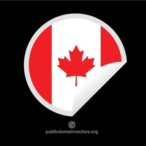 Rund klistermÃ¤rke med kanadensisk flagga