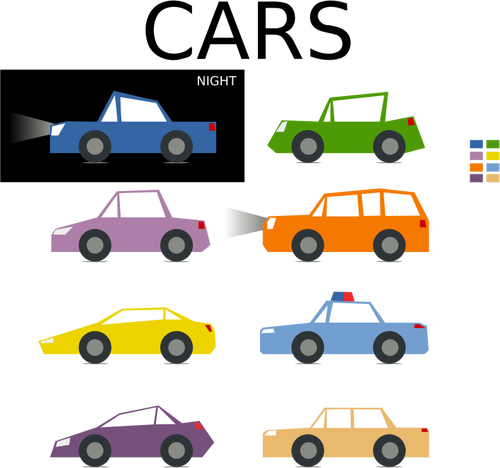 Imagem vetorial de desenho animado conjunto de carros