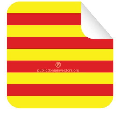 Autocollant carrÃ© avec le drapeau de la Catalogne