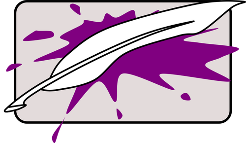 Gambar vektor menulis bulu ungu percikan di latar belakang