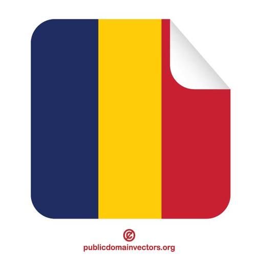 Bandera de Chad en el etiqueta cuadrada