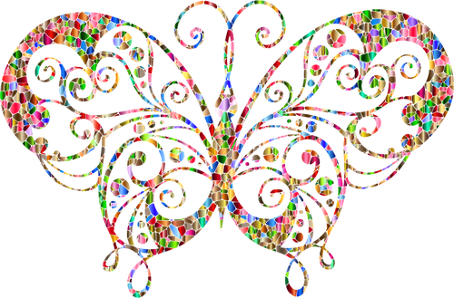 Kromatisk flislagte blomstre sommerfugl silhuett