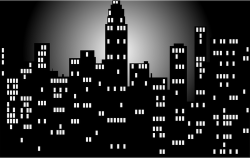 Schwarz und weiÃŸ Nacht Zeit Stadt Skyline Vektor-Bild