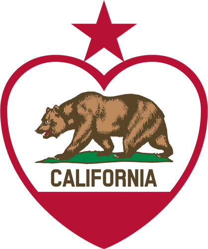 Flaga Republiki Kalifornii w ksztaÅ‚cie serca wektor wyobraÅ¼enie o osobie