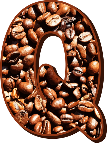 Huruf Q dengan biji kopi