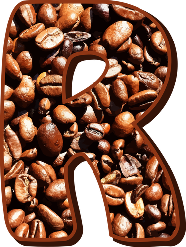 Litera R w ziarnach kawy