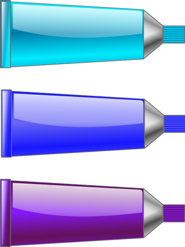 Cyan, blue and purple colour tubes