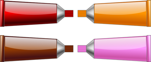 Drawing of red, orange, brown and pink colour tubes