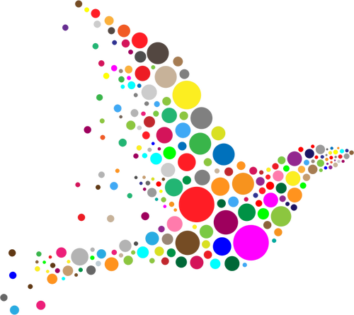 CÃ­rculos de colores forma un pÃ¡jaro de dibujo vectorial