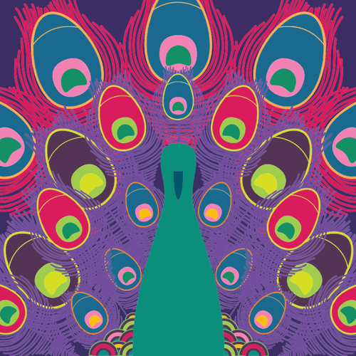 Arte de lÃ­nea colorido pavo real