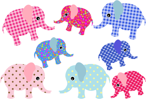 Colorful retro elephants