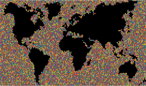 Mappa del mondo fatto di piastrelle