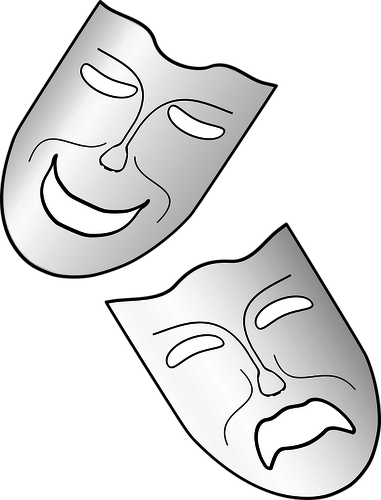 Komedie en tragedie theater maskers vector afbeelding