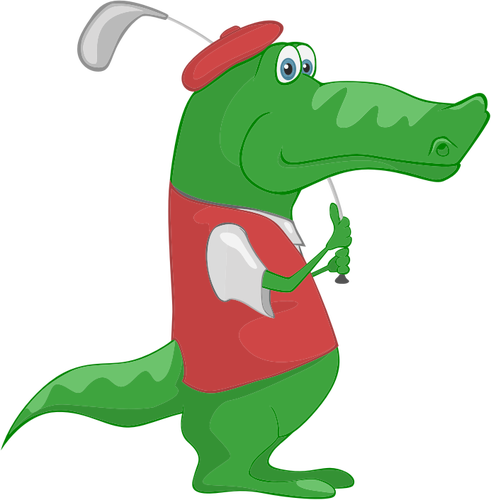 Krokodil spela golf